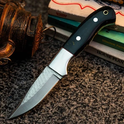 Cuchillo Damasco/Acero 8.4" Listo para Regalo Full Tang Hunt it Hunt + Funda de Cuero Foto 1 de 4