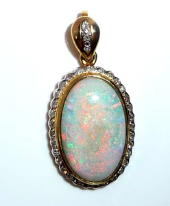 Anhänger 585 Gold 0.35 ct Diamanten 8.30 ct. Australian Opal 38,7 mm 8,8g - Picture 1 of 15