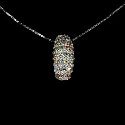 925 Sterling Collana Argento Rotondo Zaffiro Topazio Naturale Gemma Gioielli 18 - Immagine 1 di 4