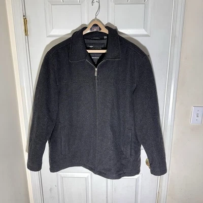 Dockers Premium Men’s Wool Coat Size XXL 2XL Full Zip Charcoal Black From Italy - Image 1 of 4