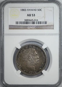 1883 Kingdom of Hawaii Half Dollar 50C NGC AU53 - Picture 1 of 5