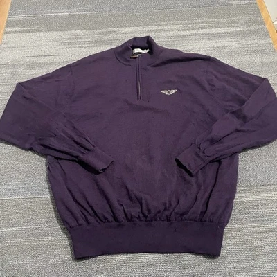 Pulôver masculino Peter Millar grande roxo clube olímpico lã merino quarto de zíper* - Imagem 1 de 4