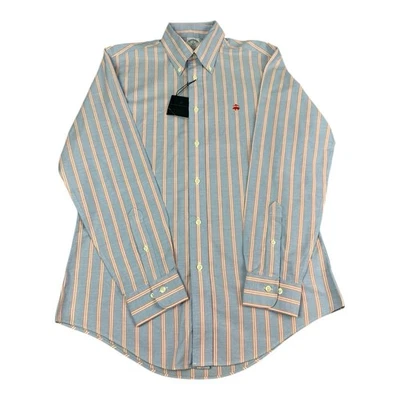 Brooks Brothers Long Sleeve Shirt 1818 Blue Orange Striped Regent, Men’s Medium - Image 1 of 4