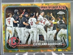 2024 Topps Chrome Sapphire American League Cleveland Guardians Gold Sapphire /50 - Imagen 1 de 2