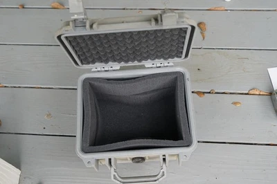 Silver & Lime Green Pelican 1300 Case  - With foam. - Image 1 of 4