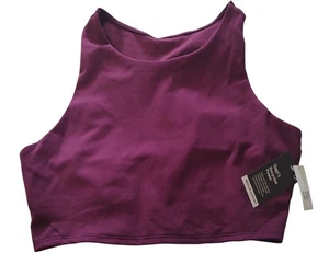 New Gap Fit Sports Bra Recycled Power Quick Dry Burgundy Four Way Stretch Large - Picture 1 of 6
