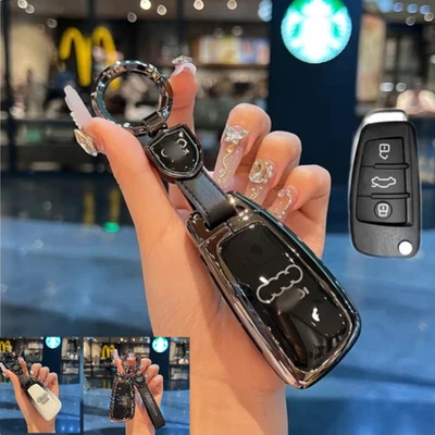 Zinc Alloy Car Key Fob Cover Shell Case for Audi Q2 Q3 A3 A4 A6L Q5 R8 - Image 1 of 3