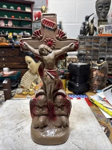 Vintage Kreidegeschirr Wandtafeln religiös Jesus mit knienden Engeln - Bild 1 von 8