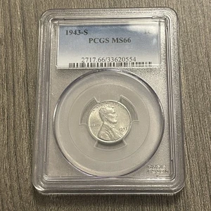 1943 S 1c Lincoln Steel Wheat Cent PCGS MS 66 Very Sharp Lustrous Steely Cent - Picture 1 of 4
