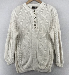 FORENZA Sweater Womens M Ramie Cotton Cable Jumper Popover Off White VTG 80s - Picture 1 of 11