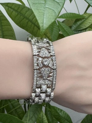 Art-Deco french Platinum 27Ct Diamond Bracelet - Image 1 of 4