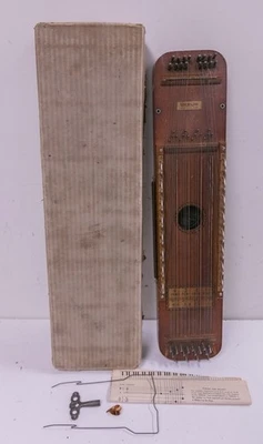 1930s - Ukelin 32 String Bowed Lap Harp Zither w/ Original Box, Bow, & Accs - Image 1 of 4