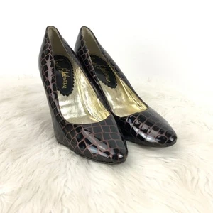 Sam Edelman 8 M Womens Brown Croc Print Patent Leather Heels - Picture 1 of 8