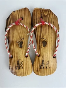 Zoccoli sandali in legno geisha giapponese uomo geta infradito lacca US 6,5 donna - Foto 1 di 9
