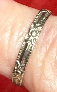 Vintage antiker signierter 10K Gold Baby Kind Bandring Größe 0 1930 kleine Blumen - Bild 1 von 15