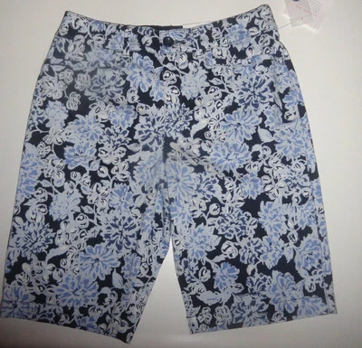 Pantalones Cortos Damas Croft & Barrow Azul Floral Calce Clásico Adelgazantes Elastizados 4, 8, 14 Foto 1 de 2