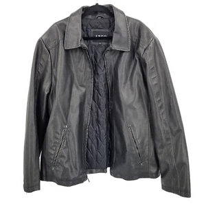 Vintage IZOD Vegan Faux Leather Motorcycle Biker Jacket XL Black Zip Streetwear - Picture 1 of 11