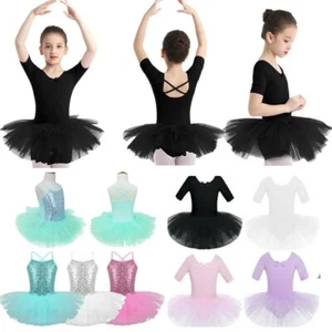 Niños Niñas Tutus Ballet Leotardos Vestido Lentejuelas Danza Body Disfraces de Gimnasia - Imagen 1 de 64