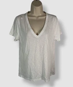 Rag & Bone Women's White The Vee Basic Cotton Short Sleeve T-Shirt Top Size L - Picture 1 of 5