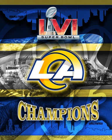 LOS ANGELES RAMS Super Bowl 56 8x10in Poster, LA Rams Super Bowl LVI Skyline Cover