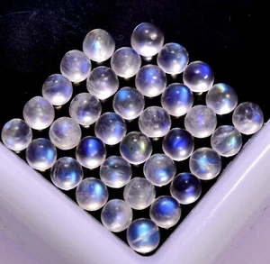 Natürlich Regenbogen Mondstein Rund Cabochon Lose Geeicht Edelstein für Schmuck - Picture 1 of 26