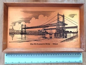 Etched Copper Framed Plate Picture The Old Transporter Bridge Runcorn - Picture 1 of 2