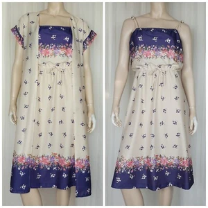 Vintage 70s Sears 2pc Sundress & Duster Cloak set S/M  - Picture 1 of 12