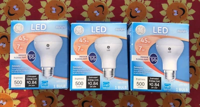 3 New GE 45W LED Dimmable Indoor Floodlights LED R20 500 Lumens Daylight - Image 1 of 4