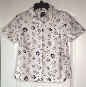 BTS ""BT21"" kurzärmeliges geknöpftes Shirt Damen Petite M - Bild 1 von 3