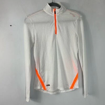 Saucony Size Small Women's 1/4 Zip Pullover Light Hi-Vis Running Top White Foto 1 de 4