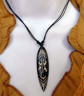 Surferkette Halskette Holz mit Schnitzerei Gecko Tribal Handarbeit - Bild 1 von 2
