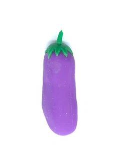 Squeeze Toy Purple Eggplant Smooth Sand Squish Stress Relief Relax Vegetable - Picture 1 of 9