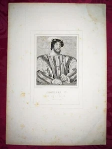 Gravure ancienne - François 1 er - personnage historique - Roi de France - Imagen 1 de 2