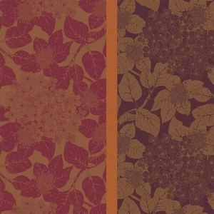 4 Garnier Thiebaut Jacquard Cotton French Napkins Red Gold Brown Hydrangea New - Picture 1 of 2
