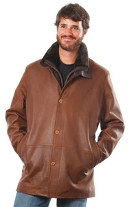 Herren Remy braun Lammfell Pelzkragen Reißverschluss Knopfleiste Lederjacke $ 1.500!!! - Bild 1 von 12