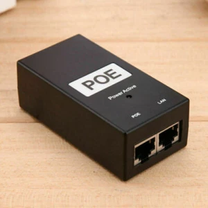 48V 0.5A 24W Desktop POE Power Injector Ethernet Adapter Überwachung CCTV DE - Bild 1 von 8