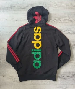 Adidas Mens Rasta Full Zip Hoodie Size L Jamaica Colours Y2K - Picture 1 of 8