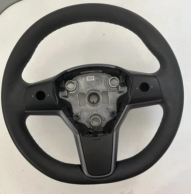 2017-2023 Tesla Model 3 Y Steering Wheel Leather Black OEM 1490214-00-B TORN - Image 1 of 4