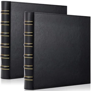 2 Pcs Vintage Hardback 3 Ring Leather Binder, 1 Inch Professional Binder Orga... - Picture 1 of 7