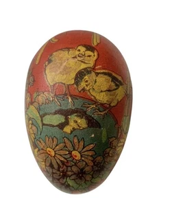 Vintage Germany Lithograph Baby Chicks Paper Easter Candy Egg - Picture 1 of 7