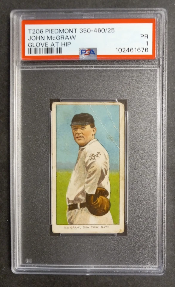 1909-11 T206 - John McGraw - Salón de la fama - Piamonte 350-460/25 - PSA 1 PR Foto 1 de 2