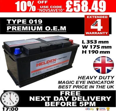 BMW 320D 330D 520D 525D 530D 535 535D 728 730D X3 X4 X5 X6 019 100AH CAR BATTERY - Image 1 of 4