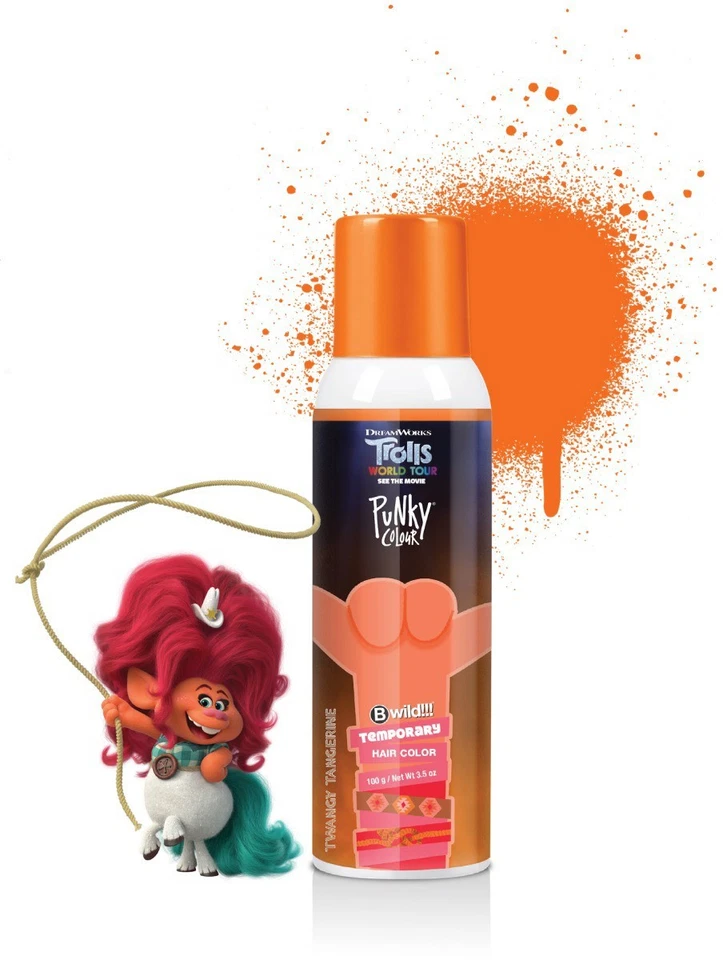 Punky Colour X Trolls B Spray de Color Temporal para Cabello Salvaje, Twangy Mandarina Naranja Foto 1 de 1