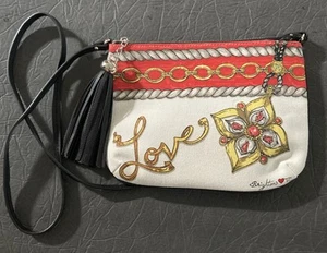 Brighton Glitter & Go Pouch Crossbody Purse Bag Tassel Canvas (great condition) - Picture 1 of 9