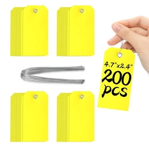 200 Stück 4 3/4 Zoll x 2 3/8 Zoll Kunststoff Versandetiketten mit Draht Wasserdicht Etiketten Fo... - Bild 1 von 7