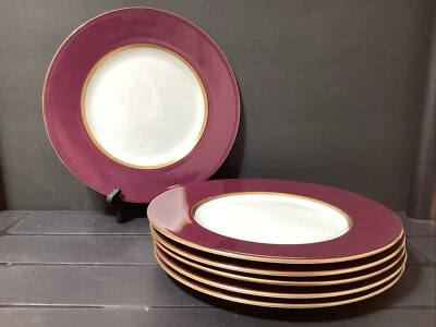 Set of 6 CRATE & BARREL Burgundy 11 1/8" Dinner Plates (B17-092024-.99e) - Image 1 of 4
