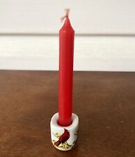 Cardinal Theme Mini Ceramic Candle Holder West Germany w/ Red Taper Candle