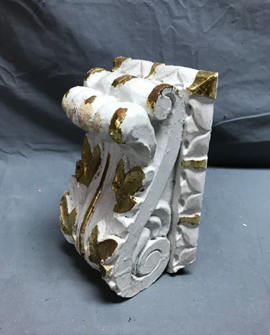Single 1 Small Shabby White Wood Interior Bookend VTG Corbel Old Chic 40-23B Cover