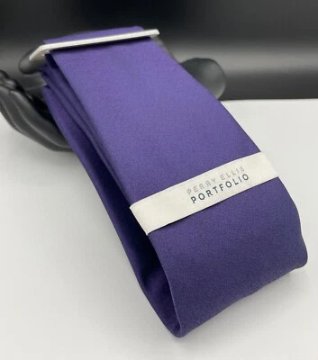 Corbata 100 % poliéster portafolio PERRY ELLIS para hombre ~ púrpura ~ ¡brillo sutil! Foto 1 de 3