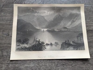 Vintage Print. HEAD of the KILLERIES, SCENERY. IRELAND, C. 1870 by W.H. Bartlett - Picture 1 of 8